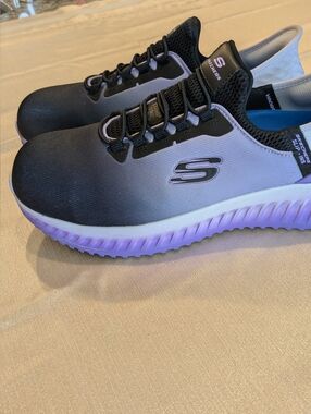 Skechers Slip-Ins Slip Resistant Comp Toe Work Shoes Women's 11 Black & Lavender